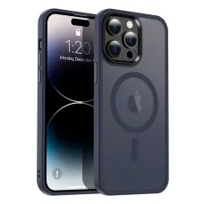 iPhone 15 Pro MagSafe-kompatibilis áttetsző matt tok kék Alphajack