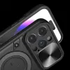 iPhone 15 Ring Armor tok kameralencse védővel, kihajtható támasszal, fekete Alphajack - 0. kép