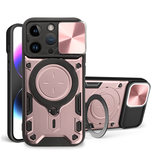 iPhone 15 Pro Ring Armor tok kameralencse védővel, kihajtható támasszal, rózsaszín Alphajack iPhone 15 Pro Ring Armor tok kameralencse védővel, kihajtható támasszal, rózsaszín Alphajack