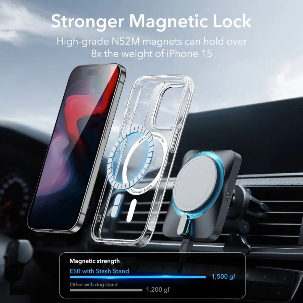  iPhone 15 Pro Max Átlátszó ESR Classic Kickstand Halolock MagSafe kompatibilis tok - 8
