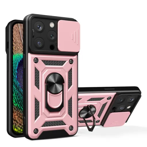 iPhone 15 Pro Max Hybrid Armor Camshield tok rózsaszín iPhone 15 Pro Max Hybrid Armor Camshield tok rózsaszín