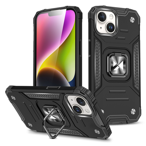 iPhone 15 Ring Armor Wozinsky tok kihajtható támasszal fekete iPhone 15 Ring Armor Wozinsky tok kihajtható támasszal fekete
