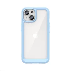 iPhone 15 Outer Space tok kék kerettel