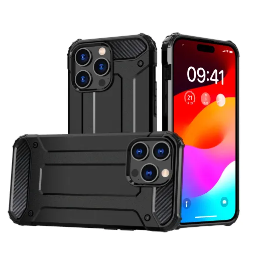 iPhone 15 Pro Hybrid Armor tok fekete telefontok iPhone 15 Pro Hybrid Armor tok fekete telefontok