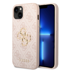 iPhone 15 Guess PU 4G Metal Logo puzdro na telefón ružové (GUHCP15S4GMGPI)