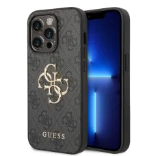 iPhone 15 Pro Guess PU 4G Metal Logo tok szürke (GUHCP15L4GMGGR)