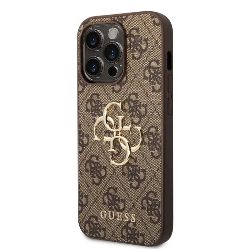 iPhone 15 Pro Guess PU 4G Metal Logo tok barna (GUHCP15L4GMGBR)