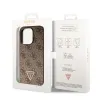 iPhone 15 Pro Guess PU 4G Strass Triangle Metal Logo telefontok barna (GUHCP15LP4TDPW) - 1. kép