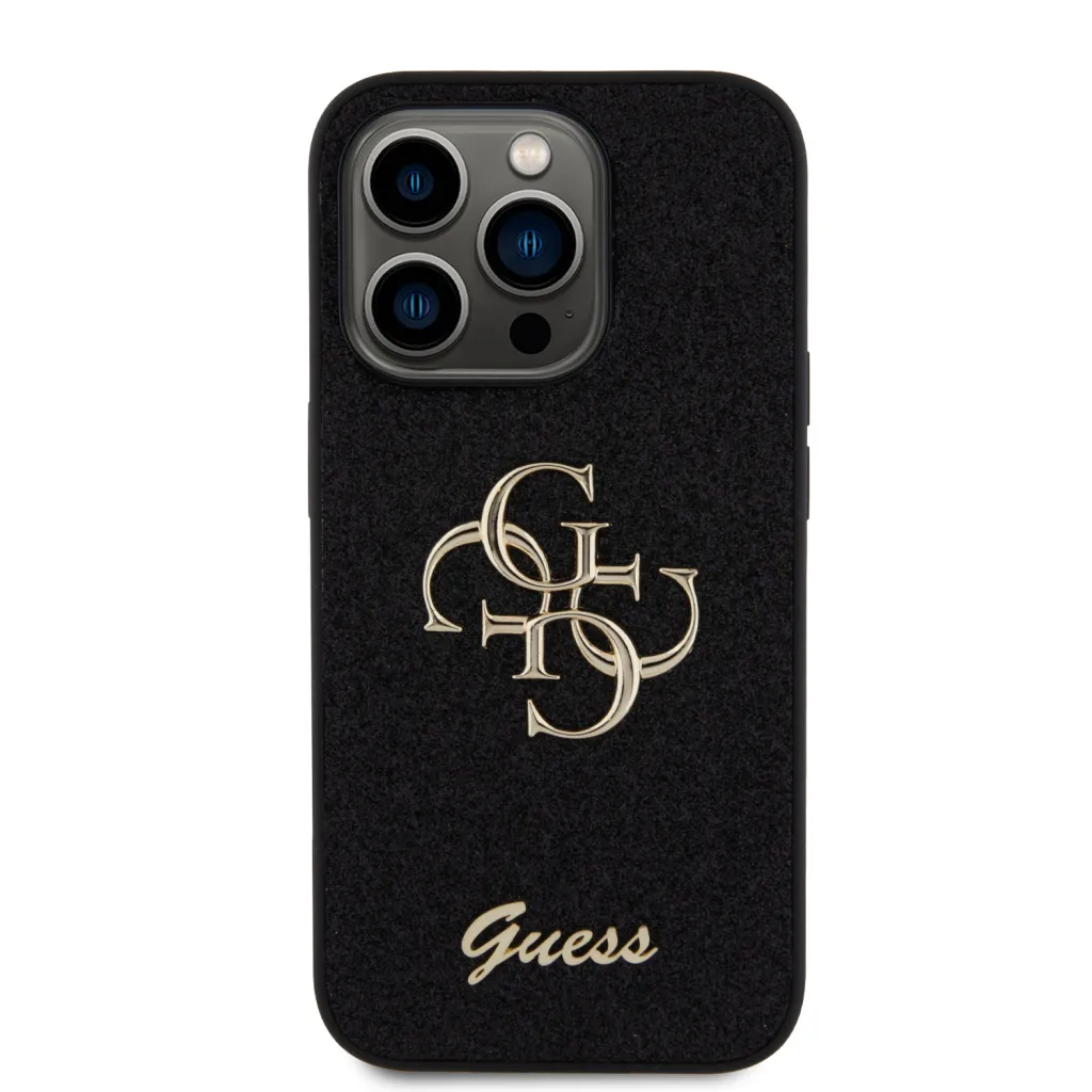 iPhone 15 Pro Max Guess PU Fixed Glitter 4G Metal Logo telefontok fekete (GUHCP15XHG4SGK) - 7