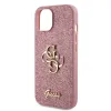 iPhone 15 Guess PU Fixed Glitter 4G Metal Logo telefontok rózsaszín (GUHCP15SHG4SGP) - 1. kép