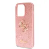 iPhone 15 Pro Guess PU Fixed Glitter 4G Metal Logo telefontok rózsaszín (GUHCP15LHG4SGP) - 1. kép