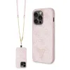 iPhone 15 Pro Guess PU 4G Strass Triangle Metal Logo tok + Crossbody pánt rózsaszín (GUHCP15LP4TDSCPP) - 0. kép