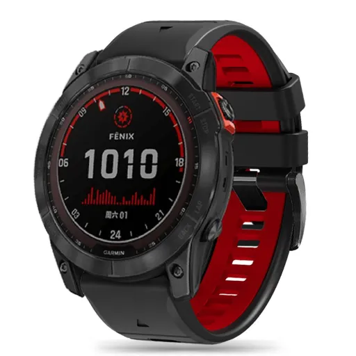 Garmin Fenix 5/6/6 Pro/7 Tech-Protect Iconband Pro óraszíj katonai fekete/piros