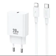 Remax RP-U5 USB-C hálózati töltő adapter 20W + USB-C - lightning kábel (fehér)