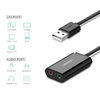 UGREEN 15 cm-es USB külső hangkártya (fekete) - 0. kép