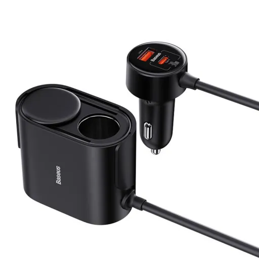 Baseus autós szivargyújtós töltő és elosztó USB-A, USB-C 30W