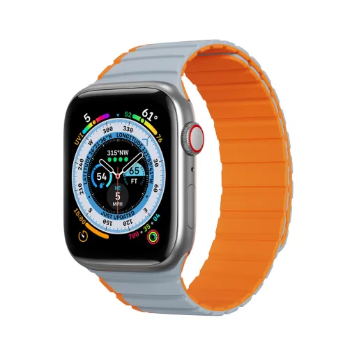 Apple Watch SE, 9, 8, 7, 6, 5, 4, 3, 2, 1 (41, 40, 38 mm) Dux Ducis Univerzális mágneses óraszíj (LD verzió) szürke-narancsssárga