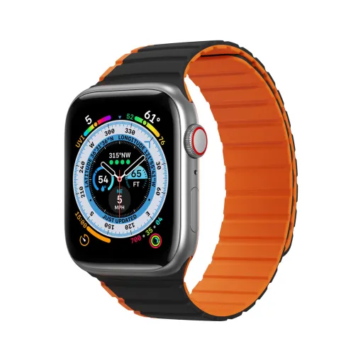 Apple Watch SE, 9, 8, 7, 6, 5, 4, 3, 2, 1 (41, 40, 38 mm) Dux Ducis Univerzális mágneses óraszíj (LD verzió) fekete-narancsssárga