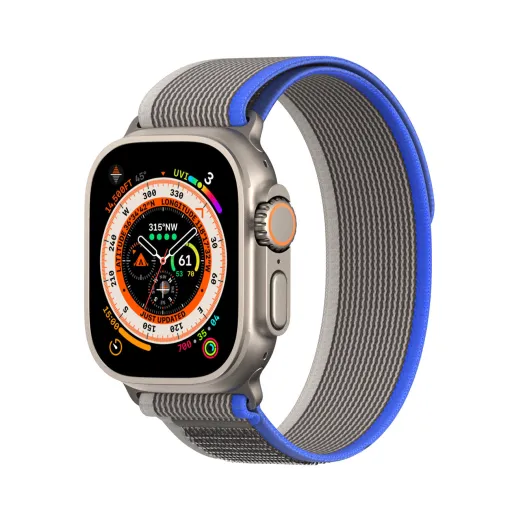 Apple Watch Ultra/8/7/6/SE/5/4/3/2/1 (42, 44, 45, 49 mm) Dux Ducis Tépőzáras sportszíj YJ változathoz kék-szürke