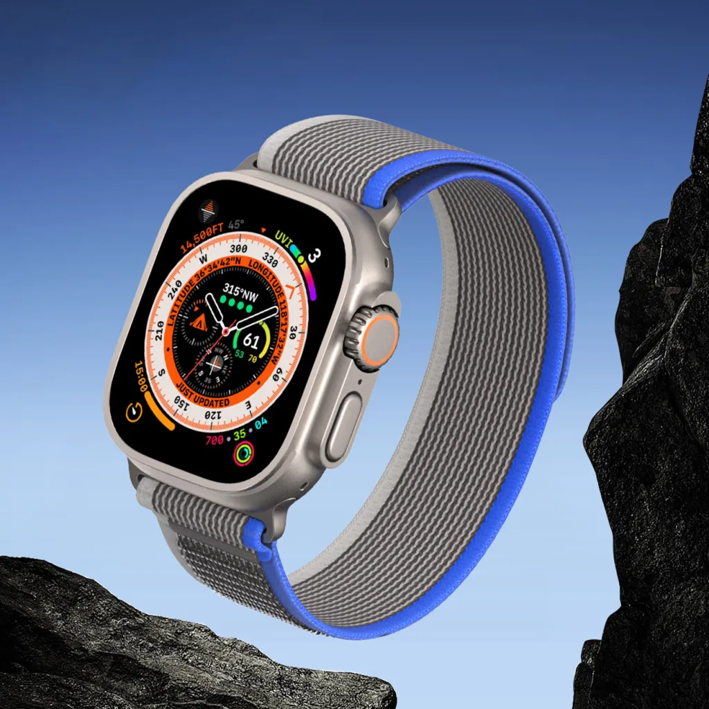 Apple Watch Ultra/8/7/6/SE/5/4/3/2/1 (42, 44, 45, 49 mm) Dux Ducis Tépőzáras sportszíj YJ változathoz kék-szürke - 7