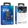 Borofone autós töltő BZ21 Brilliant USB + Type C QC 3.0 PD 48W + Type C - Lightning kábel fekete - 1. kép
