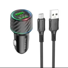 Borofone autós töltő BZ21A Brilliant 2xUSB QC 3.0 36W + USB - micro USB kábel fekete