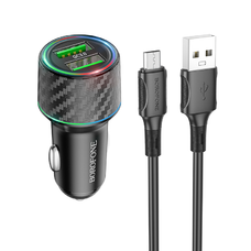 Borofone autós töltő BZ21A Brilliant 2xUSB QC 3.0 36W + USB - micro USB kábel fekete