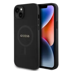 iPhone 15 Guess PU Saffiano MagSafe kompatibilis tok, telefontok fekete