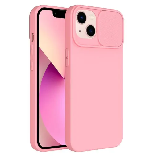 iPhone 15 Plus SLIDE Case tok, telefontok kameralencse védővel világos rózsaszín