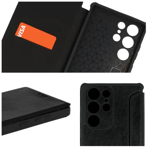 Xiaomi Redmi Note 11 Pro/Note 11 Pro 5G Razor Leather bőr fliptok fekete