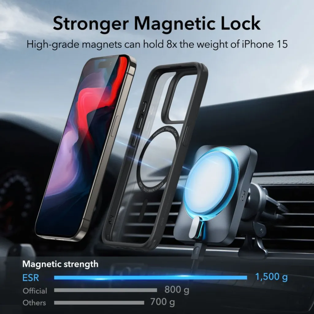  iPhone 15 Pro Max ESR CH HaloLock MagSafe átlátszó/fekete tok - 13