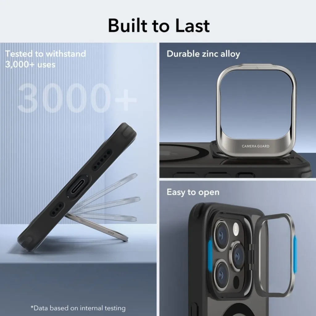  iPhone 15 Pro Max átlátszó/fekete ESR Classic Kickstand Halolock MagSafe kompatibilis tok - 8