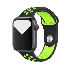 Apple Watch 1/2/3/4/5/6/7/8/9/SE (38/40/41mm) TRPH szilikon óraszíj fekete-zöld