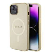 iPhone 15 Guess PU Saffiano MagSafe tok bézs (GUHMP15SSPSAHMCB)