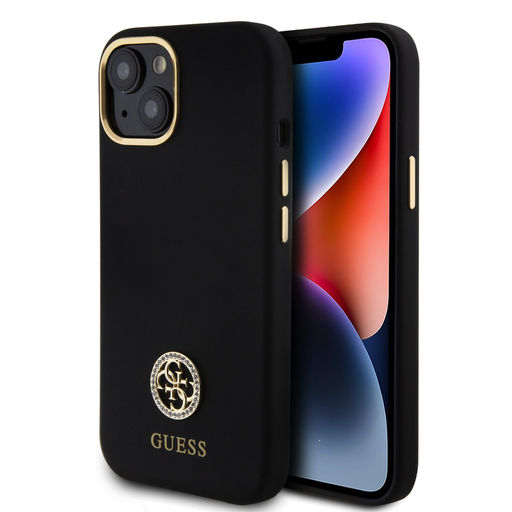 iPhone 15 Guess Liquid Silicone 4G Strass Metal Logo tok fekete (GUHCP15SM4DGPK) iPhone 15 Guess Liquid Silicone 4G Strass Metal Logo tok fekete (GUHCP15SM4DGPK)