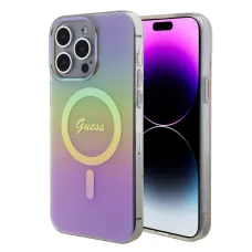 iPhone 15 Pro Guess IML Iridescent Script MagSafe kompatibilis tok rózsaszín (GUHMP15LHITSP)