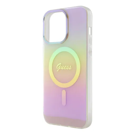 iPhone 15 Pro Guess IML Iridescent Script MagSafe kompatibilis tok rózsaszín (GUHMP15LHITSP)