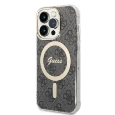 iPhone 15 Pro Guess 4G IML MagSafe kompatibilis tok fekete (GUHMP15LH4STK)