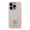 iPhone 15 Pro Guess Liquid Silicone 4G Strass Metal Logo tok rózsaszín (GUHCP15LM4DGPP) - 4. kép