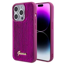 iPhone 15 Pro Max Guess Sequin Script Logo tok, telefontok magenta (GUHCP15XPSFDGSF)