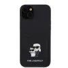 iPhone 15 Karl Lagerfeld KLHCP15SSAPKCNPK PU Saffiano Card Slot Metal Karl and Choupette tok fekete - 2. kép