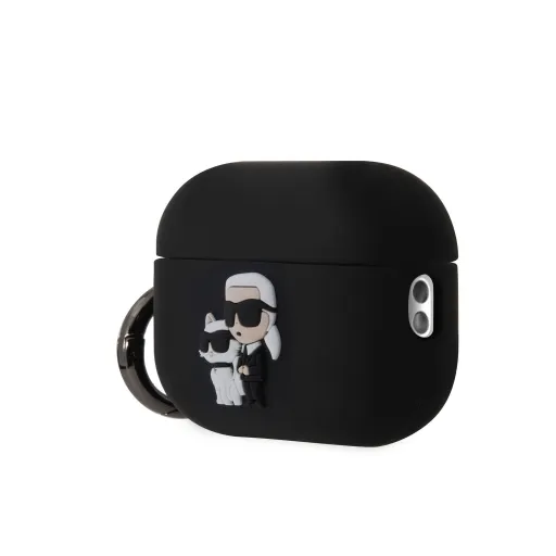 Airpods Pro 2 Karl Lagerfeld KLAP2RUNKC 3D Logo NFT Karl and Choupette Szilikon tok fekete