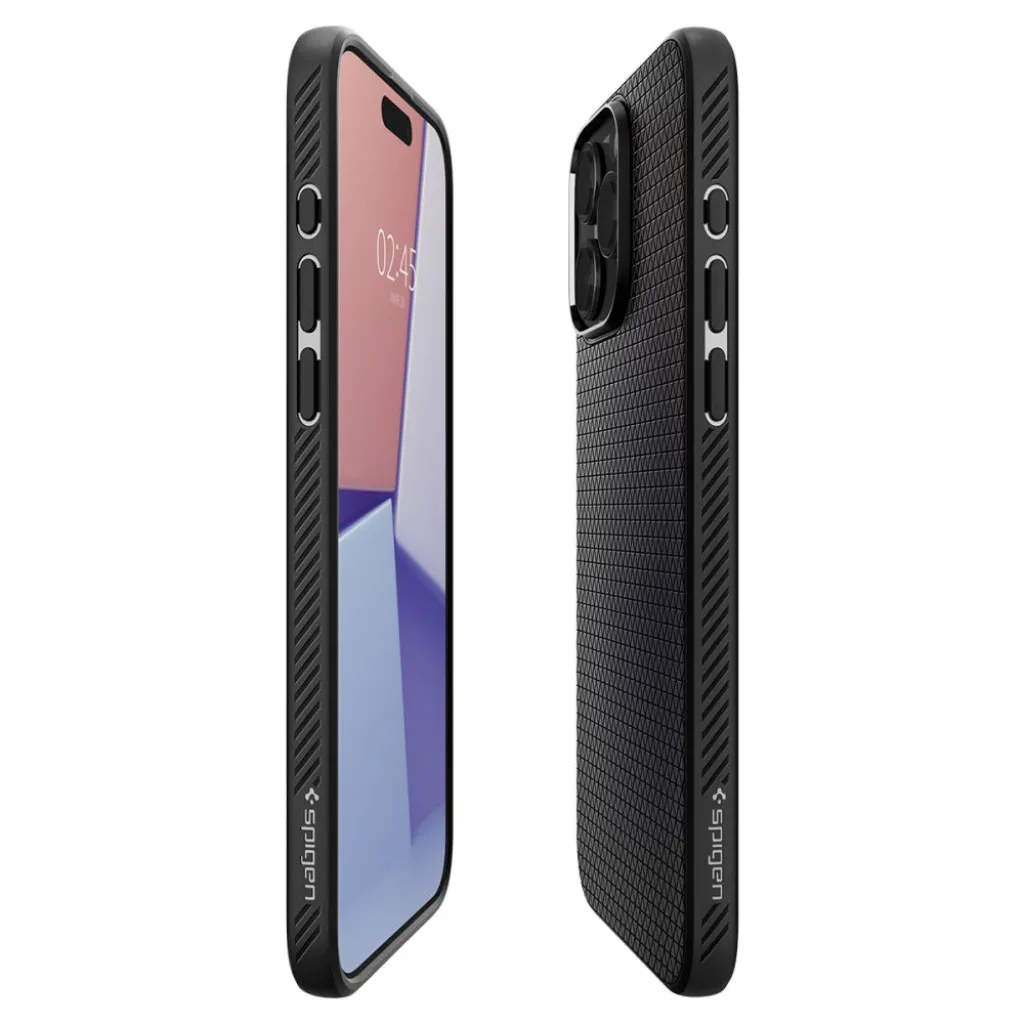 iPhone 15 Pro Spigen Liquid Air flexibilis TPU gél tok matt fekete - 7