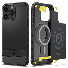 iPhone 15 Pro Max Spigen Rugged Armor Mag MagSafe tok matt fekete (ACS06561)