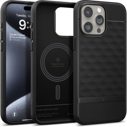iPhone 15 Pro Caseology Parallax Mag Magsafe kompatibilis tok matt fekete iPhone 15 Pro Caseology Parallax Mag Magsafe kompatibilis tok matt fekete