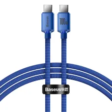 Baseus Crystal Shine gyors töltős adat kábel USB Type C - USB Type C 100W 1.2m kék
