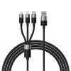 Baseus StarSpeed 3 az 1-ben USB - micro USB / Lightning / USB C kábel 3,5A 1,2 m fekete - 0. kép