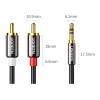 Ugreen 3.5mm mini jack - 2RCA audio kábel 1,5m fekete (AV116) - 0. kép