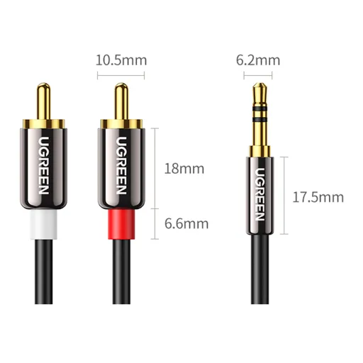 Ugreen 3.5mm mini jack - 2RCA audio kábel 1,5m fekete (AV116)