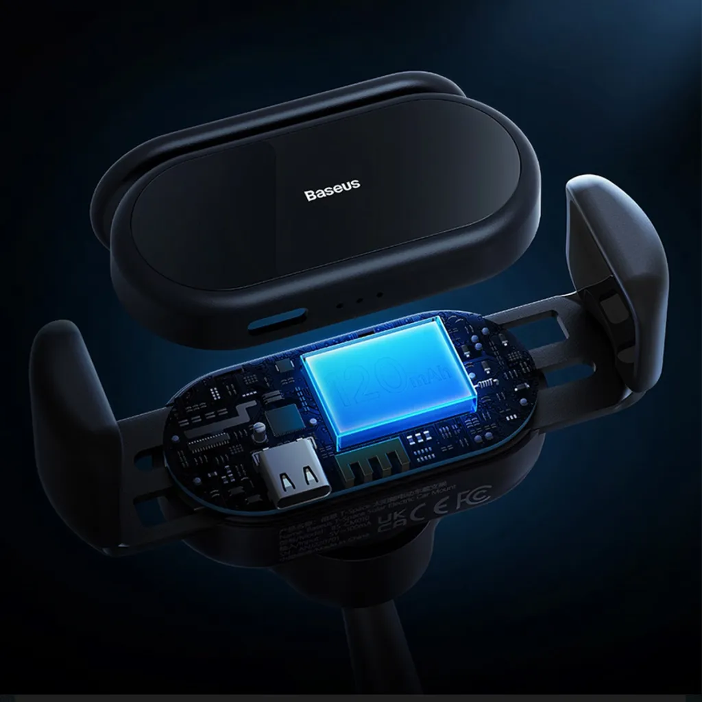 Baseus T-Space Elektromos autós telefontartó napelemmel Tesla Model 3 / Y fekete - 13